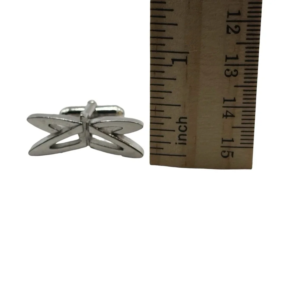 Abstract Orbit Cufflinks Silver Tone Outer Space Open Work Bullet‎ Back Cosmic